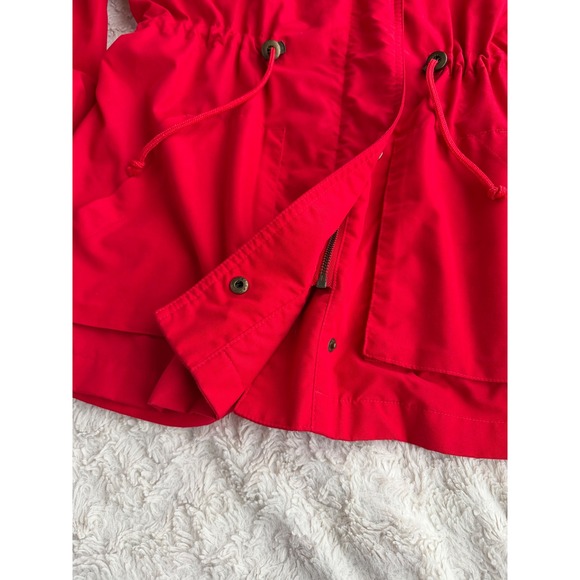 Nordstrom Vintage 90s Red Hooded Drawstring Waist Anorak Rain Jacket Hood S - Picture 11 of 17